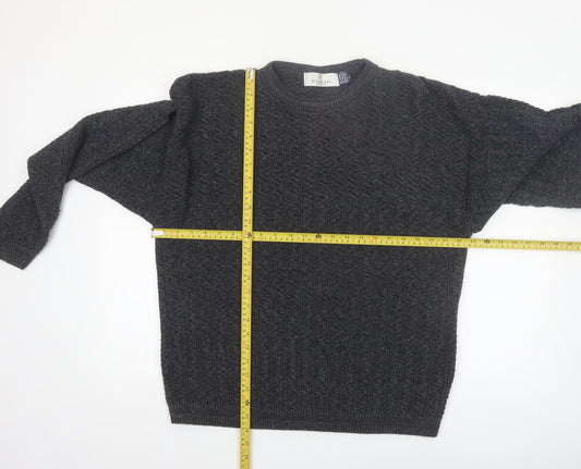 Bill Blass Mens Grey Knit Cotton Pullover Jumper Size L