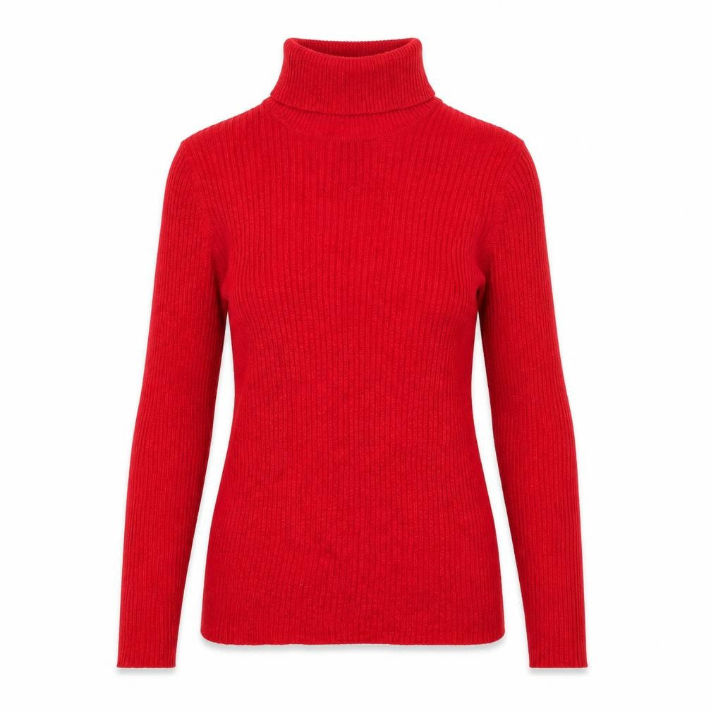 Joseph A. Women's Red Roll Neck Slim Fit Jumper Size S