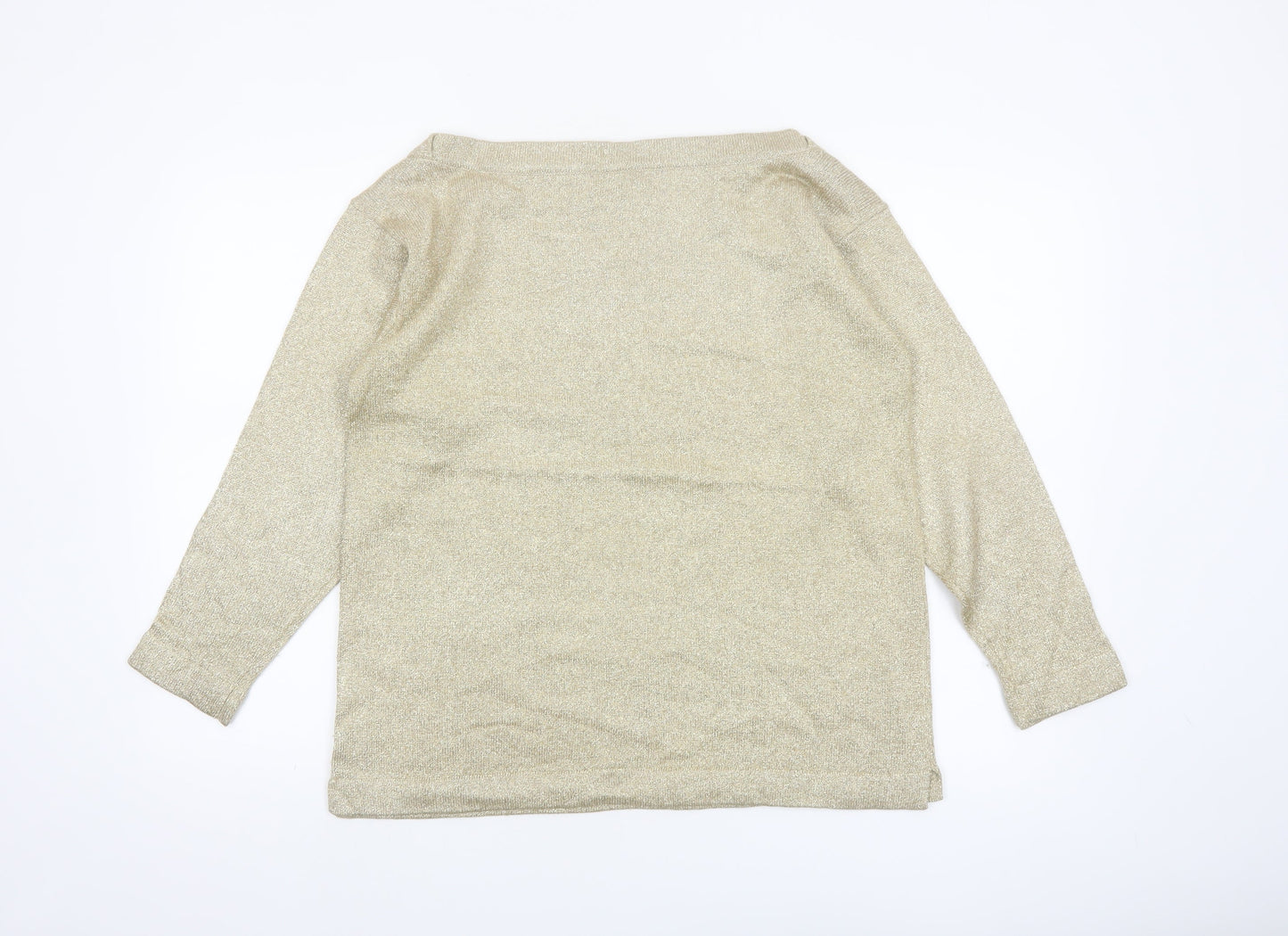 Adrienne Vittadini Women Beige M Boat Neck Wool Blend Pullover Jumper