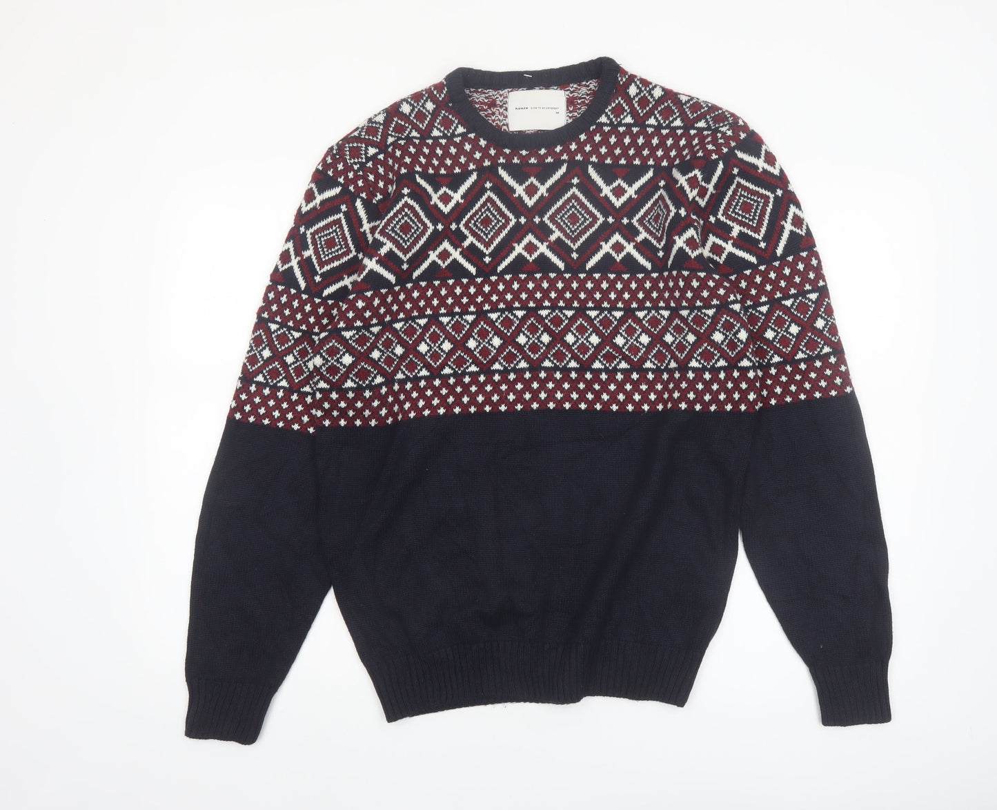House Men's Multicoloured Fair Isle Knit Pullover Jumper M