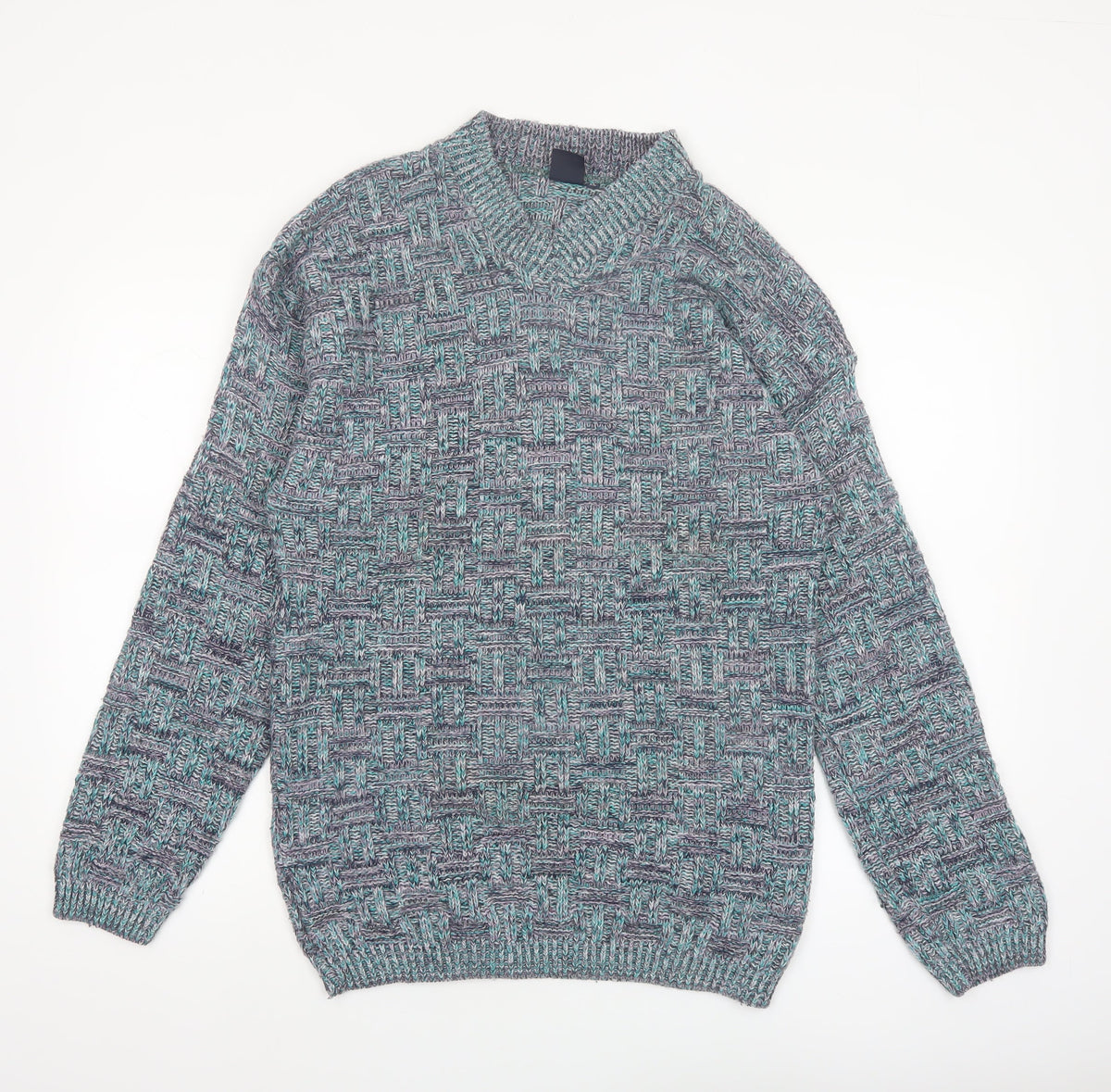 Back view of Green Mountain Men's Multicoloured XL Chunky Knit Retro Jumper