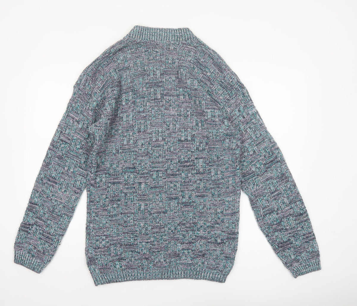 Brand and care label for Green Mountain Men's Multicoloured XL Chunky Knit Retro Jumper