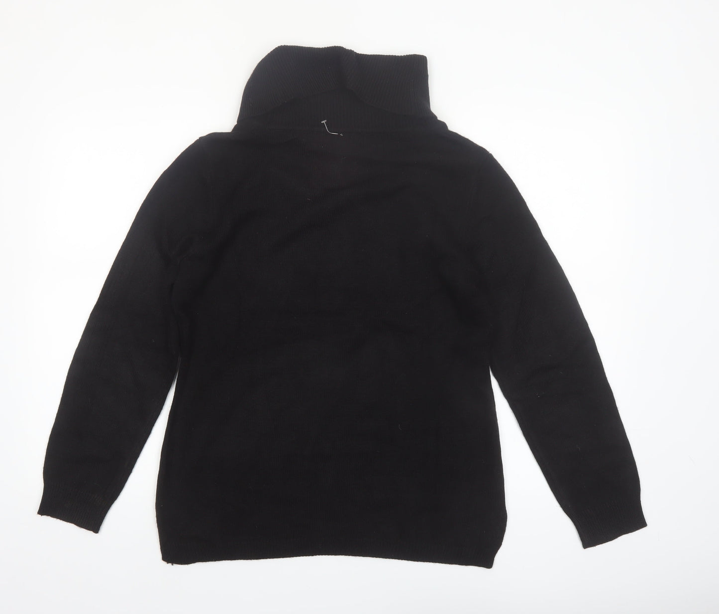 Karen Scott Women's Black Argyle Roll Neck Acrylic Jumper Size S