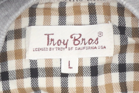 Troy Bros Men's Grey 1/4 Zip Cotton Blend Jumper Size L