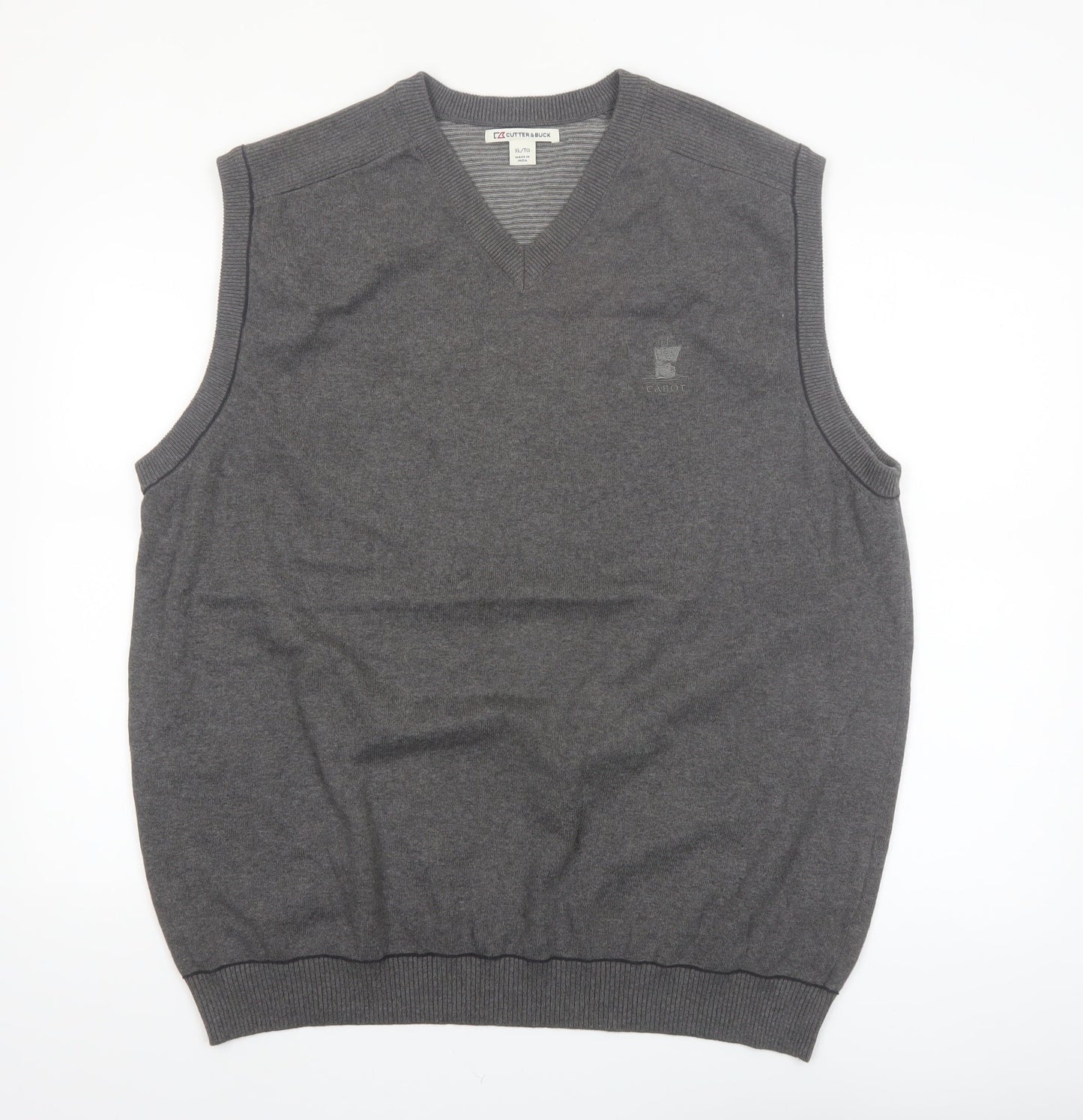 Cutter & Buck Men's Grey Cotton V-Neck Golf Vest Jumper XL