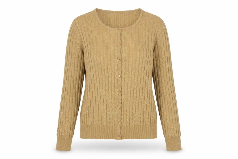 New York & Company Women’s Gold Cable-Knit Cardigan M