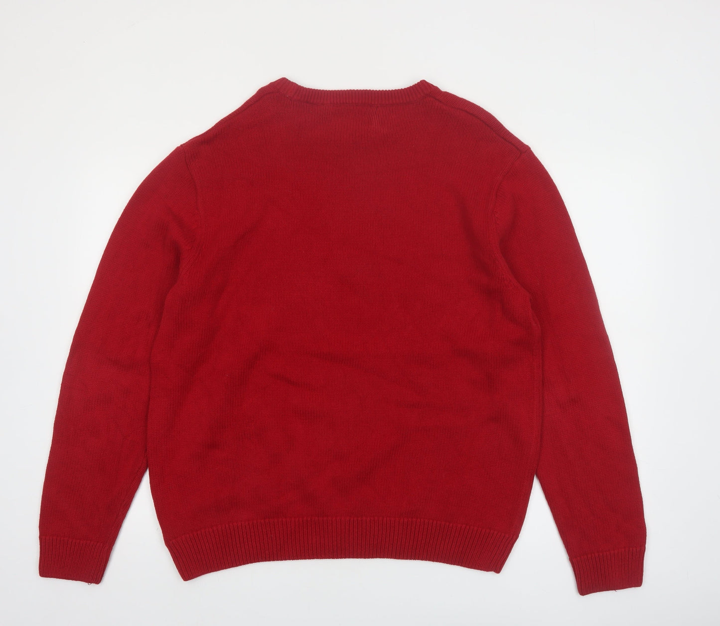 Chaps Men’s Red Cotton Crew Neck Pullover Jumper Size L