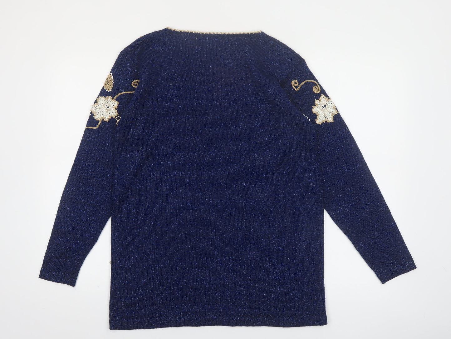 Jaclyn Smith Petite Women's Blue Beaded Pullover Jumper M