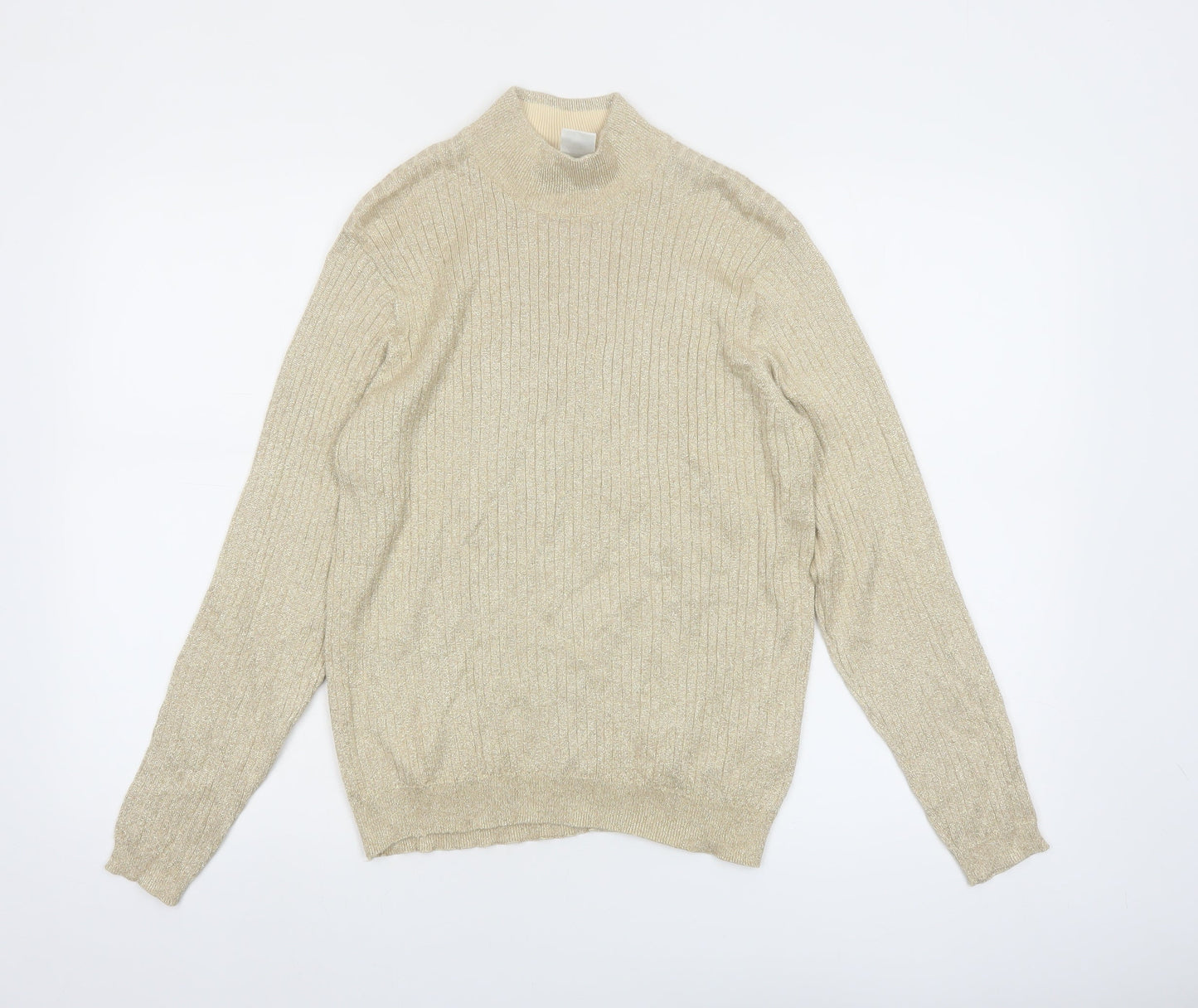 Talbots Womens Beige Mock Neck Long Sleeve Pullover Jumper M