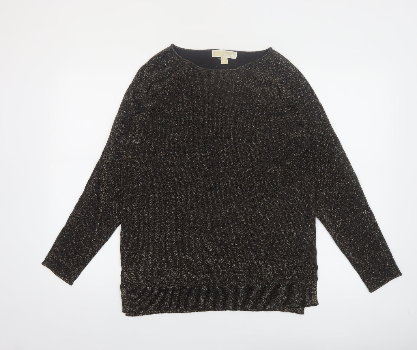 Michael Kors Women's Black Glitter Knit Boat Neck Jumper Size S