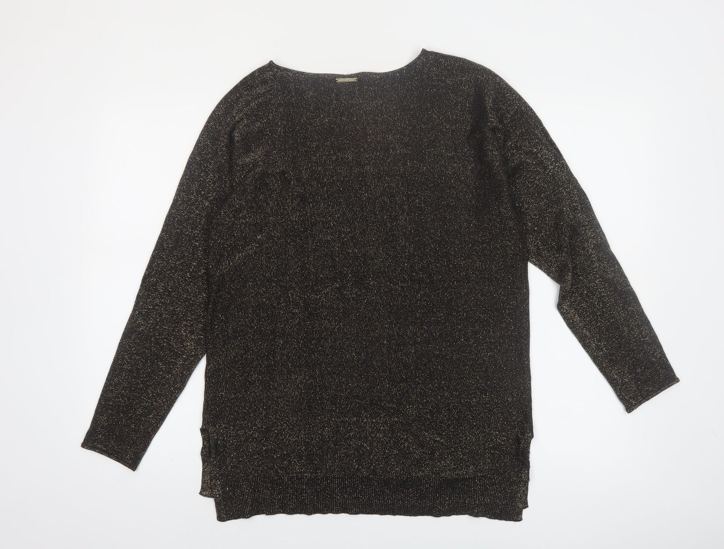 Michael Kors Women's Black Glitter Knit Boat Neck Jumper Size S