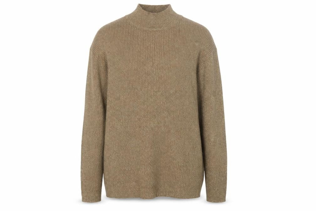 Valerie Stevens Women’s Beige Mock Neck Silk Blend Jumper L