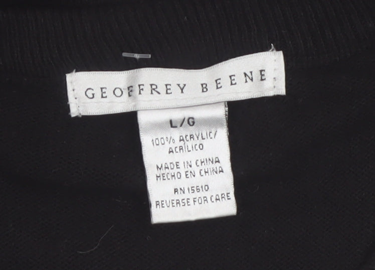 Geoffrey Beene Men's Black Argyle V-Neck Sleeveless Vest L