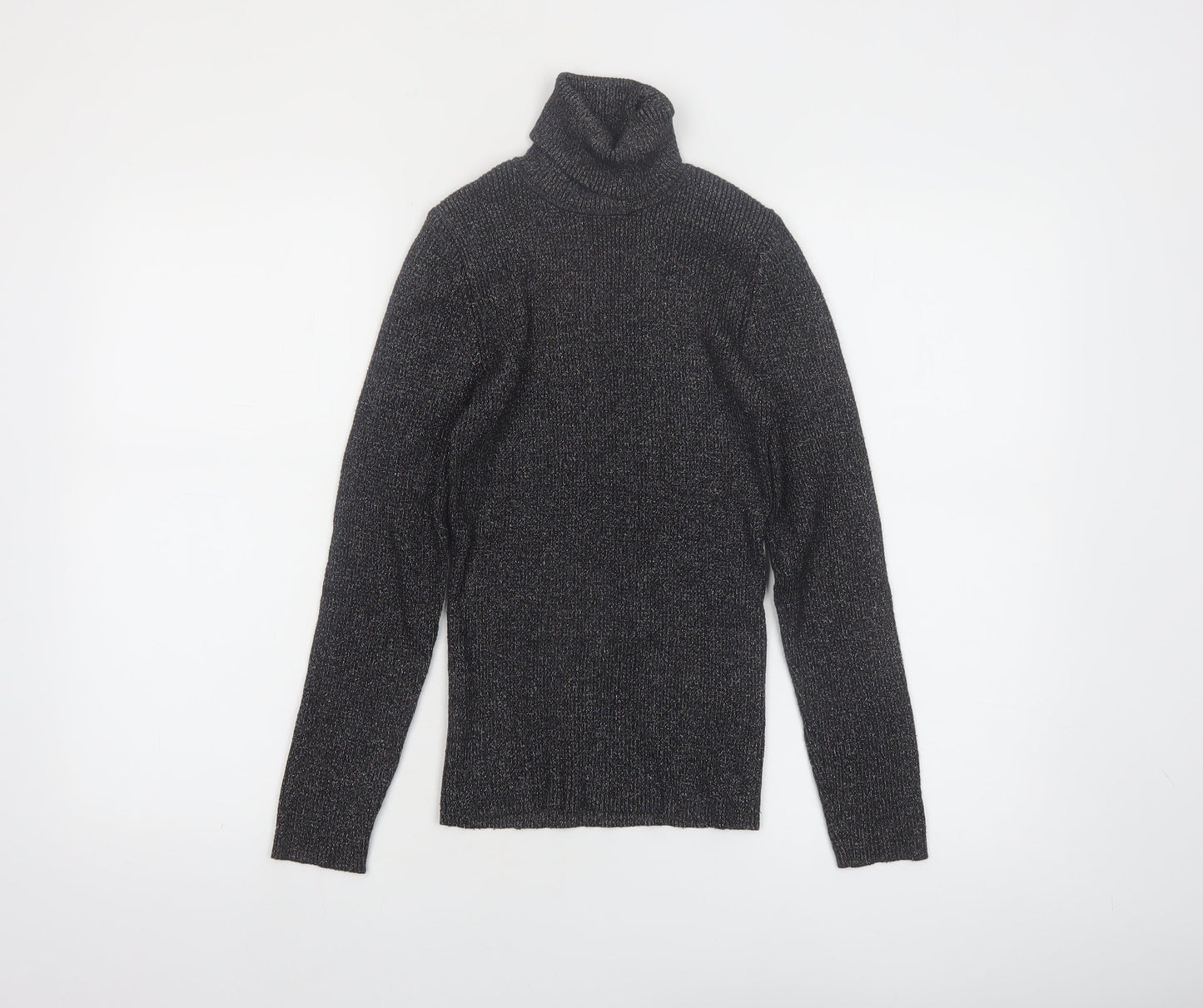 Amisu Women Black Roll Neck Long Sleeve Jumper Size S