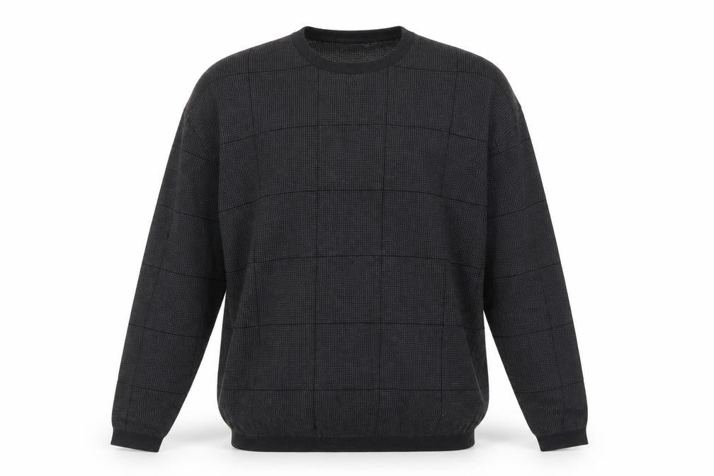 Nautica Mens Grey Check Cotton Crew Neck Jumper XL