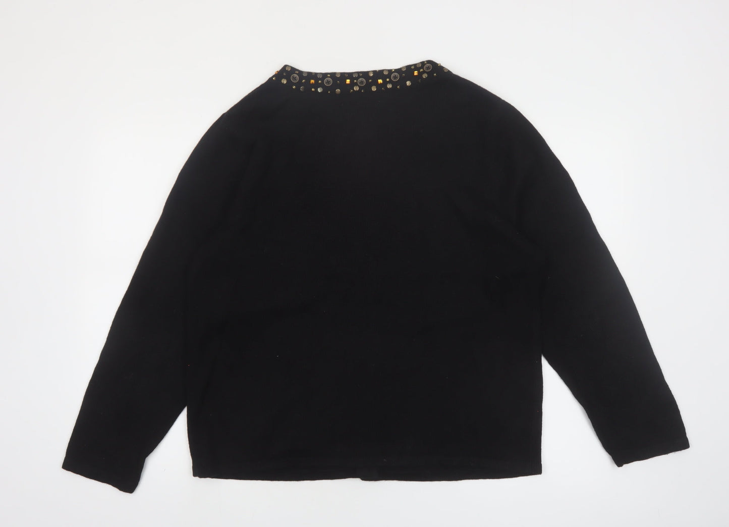 Timberlea Womens Black Beaded Christmas Cardigan L