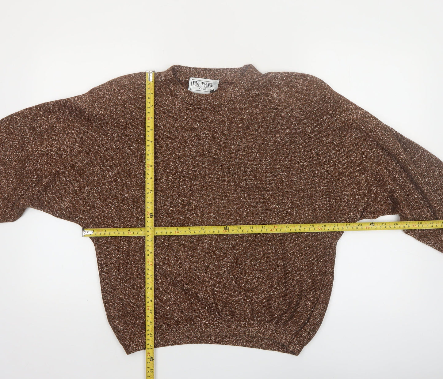 Richard & Co. Women’s Brown Metallic Knit Mock Neck Jumper S