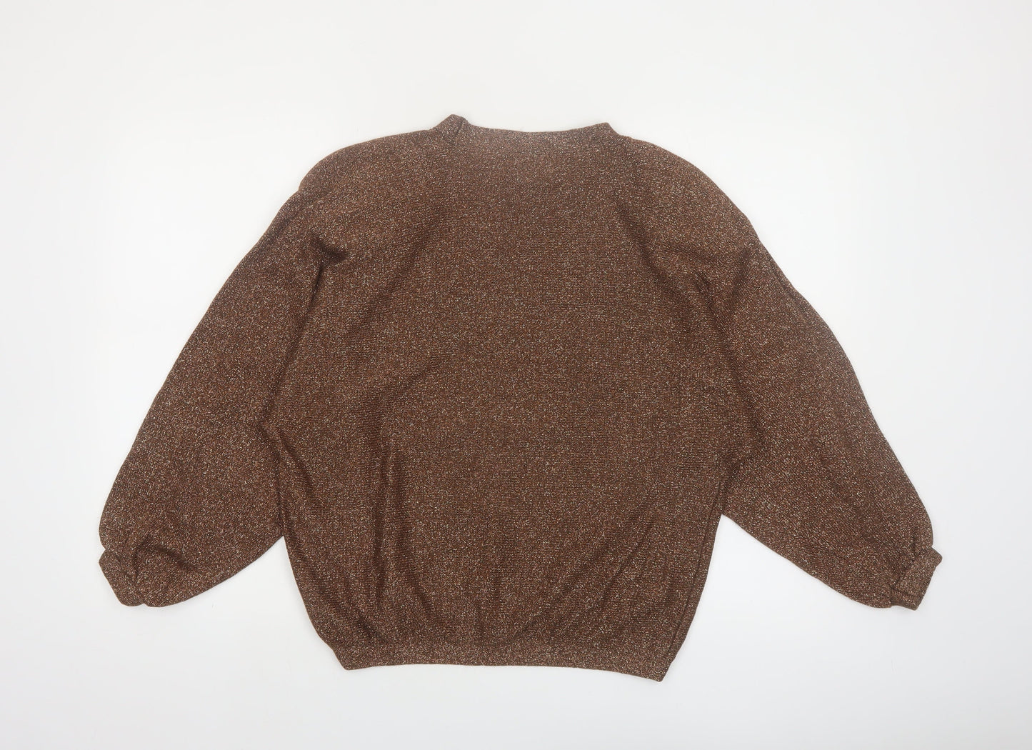 Richard & Co. Women’s Brown Metallic Knit Mock Neck Jumper S