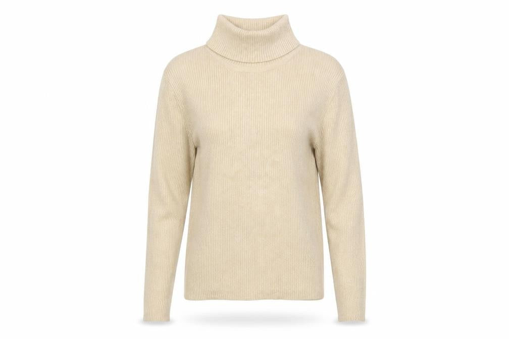 Worthington Women Beige Petite Large Roll Neck Knit Jumper