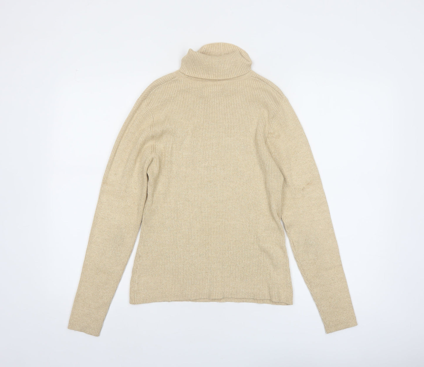 Worthington Women Beige Petite Large Roll Neck Knit Jumper