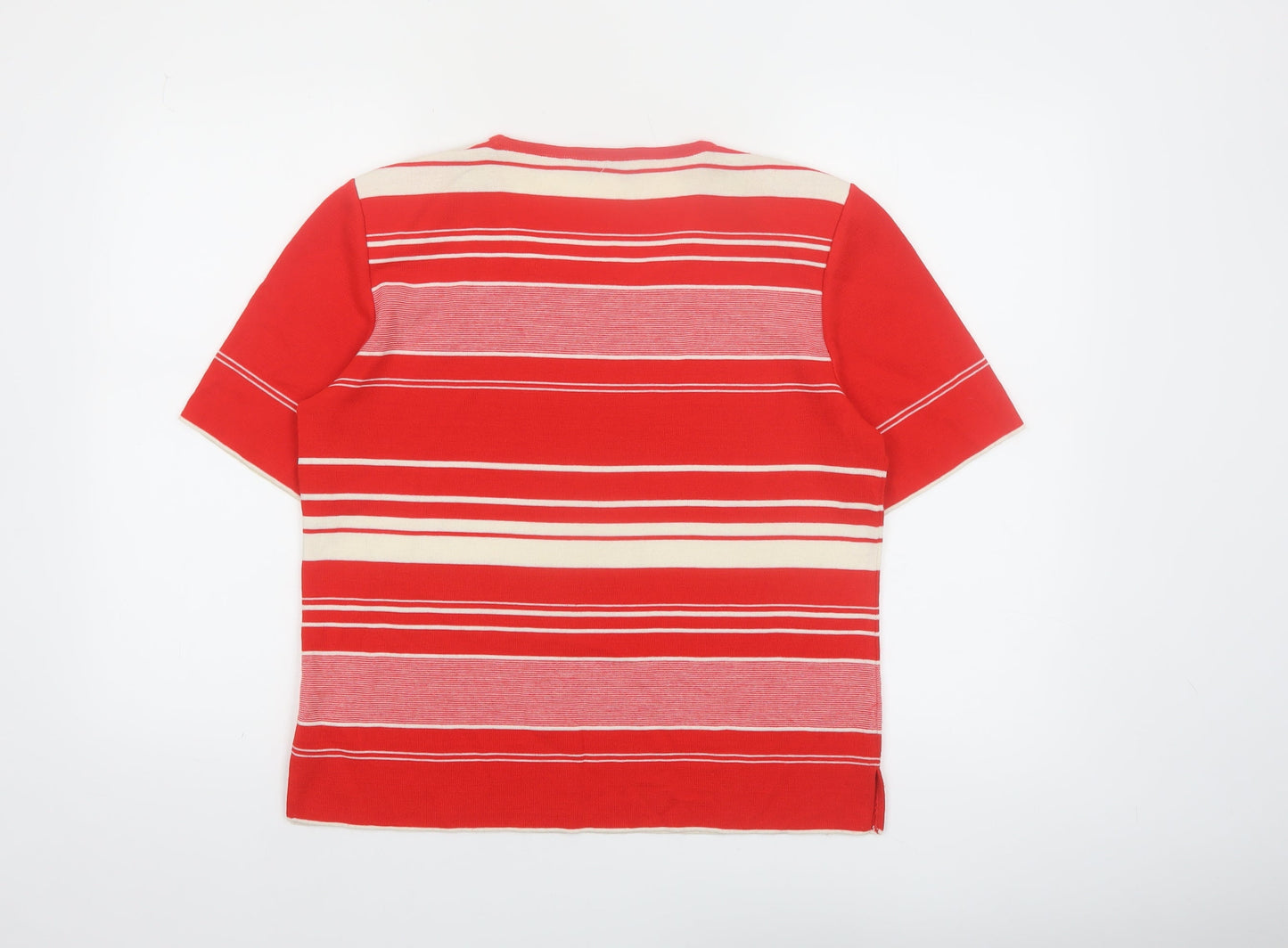Monsardi Womens Red Striped Short Sleeve Knit Jumper Size 20