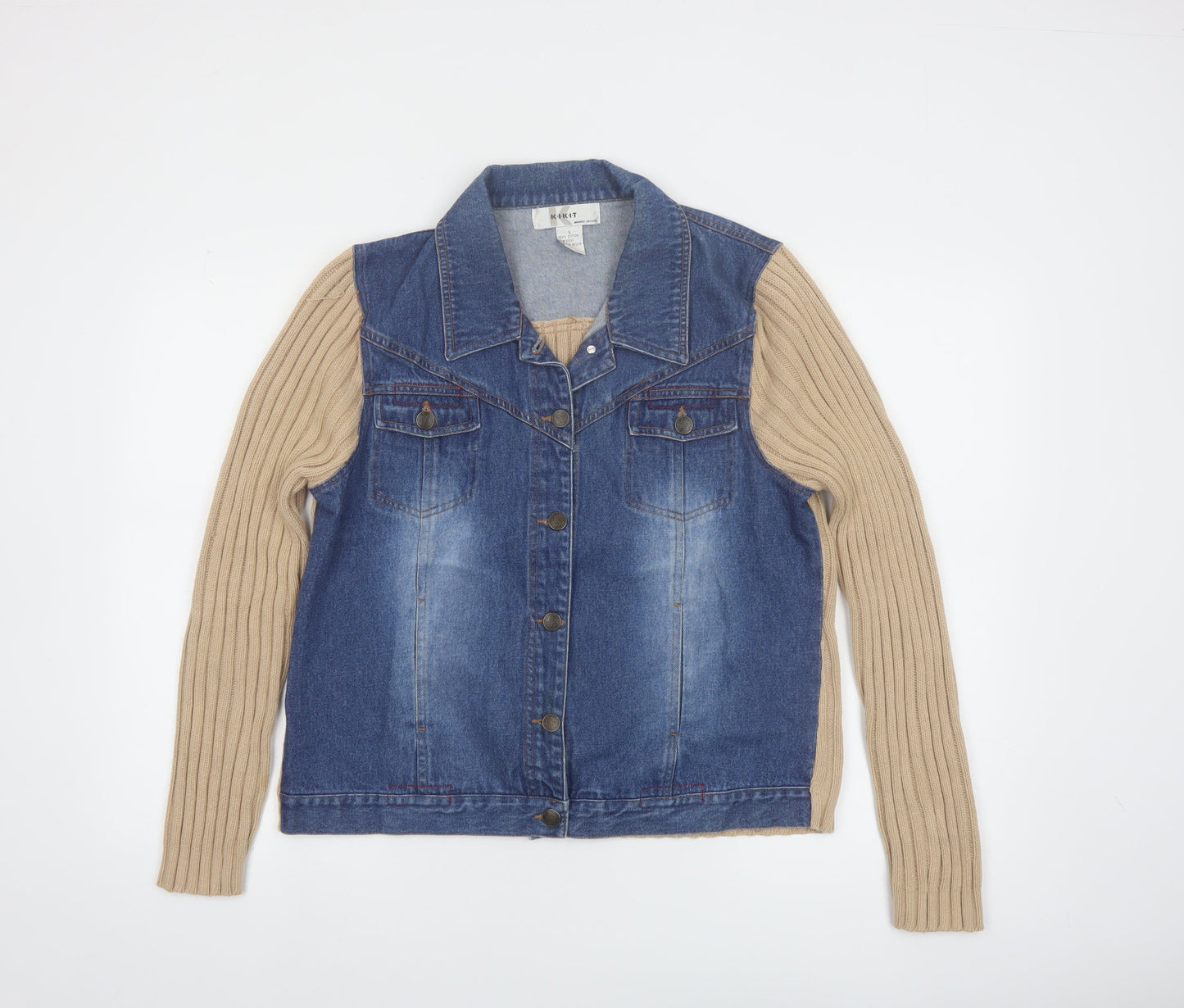 Kikit Maurice Sasson Women’s Blue Denim Cotton Jacket L Long Sleeve