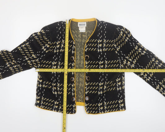Leslie Fay Women’s Black Checked Cardigan Size 16 Acrylic Knit