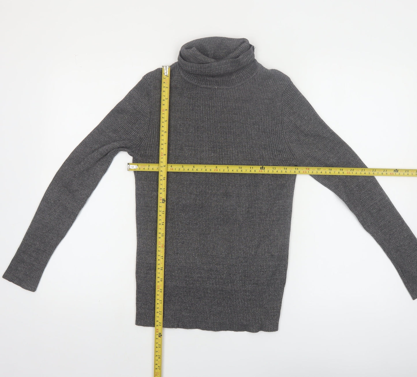 Faded Glory Women's Grey Roll Neck Knit Jumper Size L 12-14