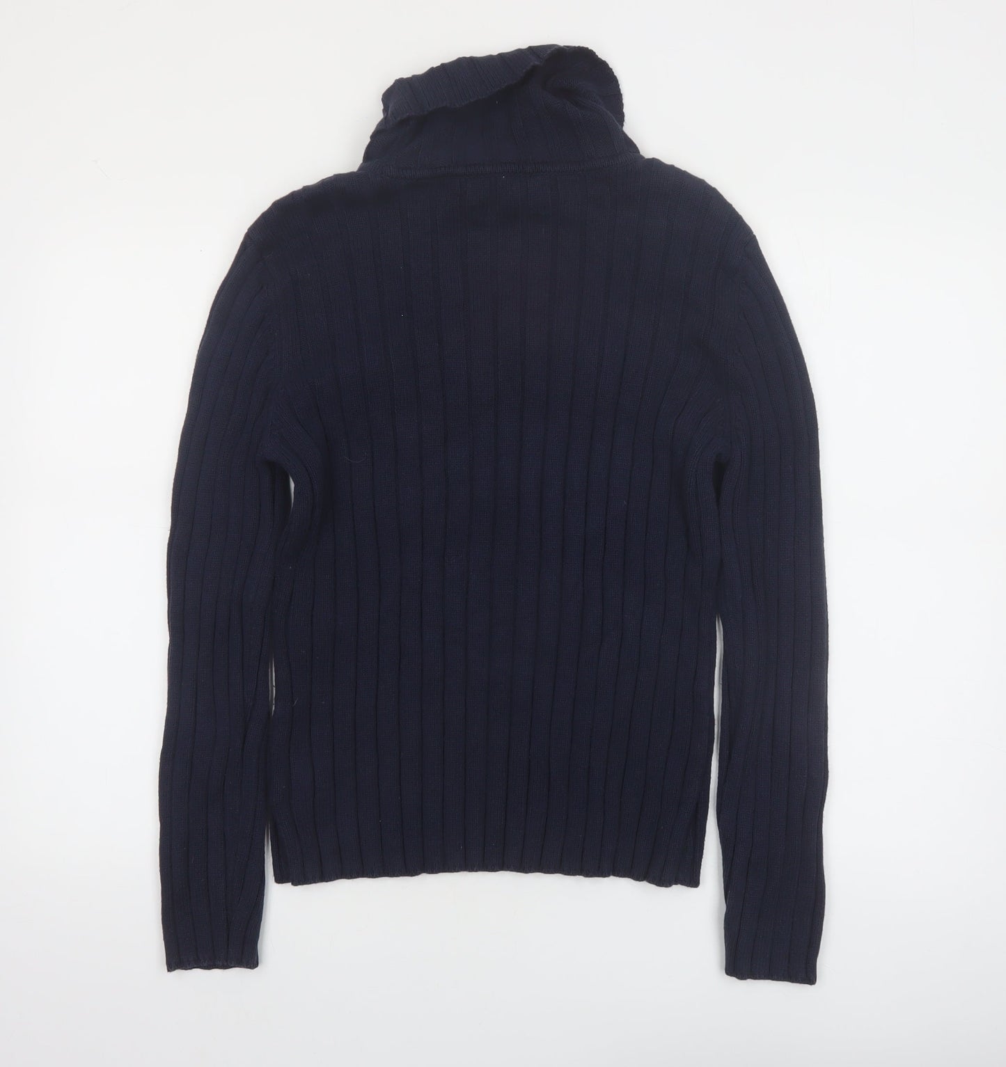 Tommy Hilfiger Womens Navy Roll Neck Rib Knit Jumper Size L