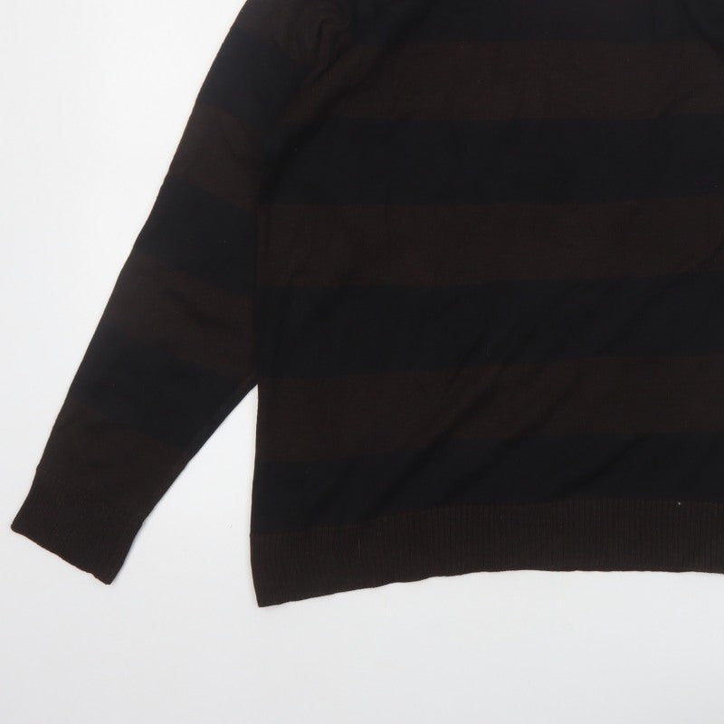 Additional view of Cornfield Men's Brown Striped Crew Neck Knit Jumper, size M