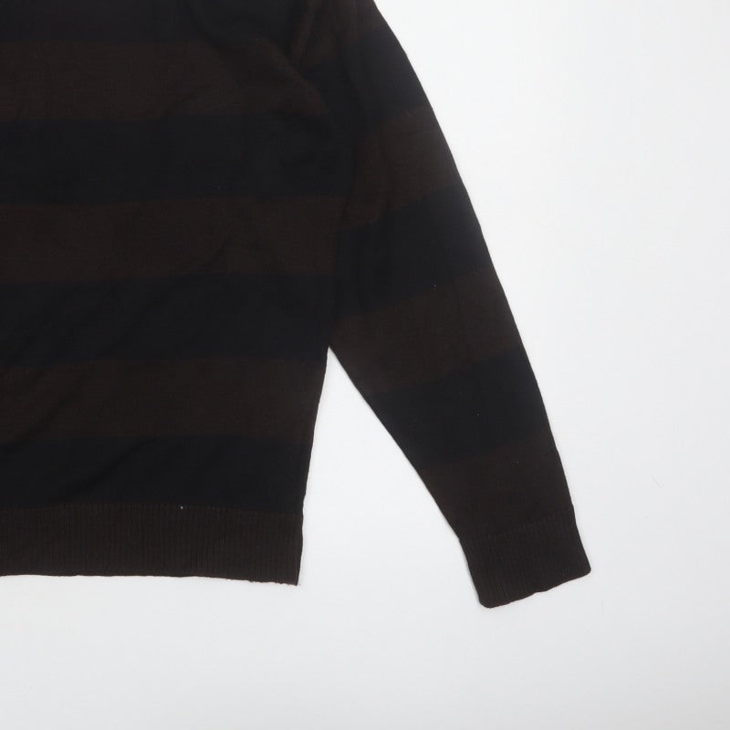 Additional view of Cornfield Men's Brown Striped Crew Neck Knit Jumper, size M