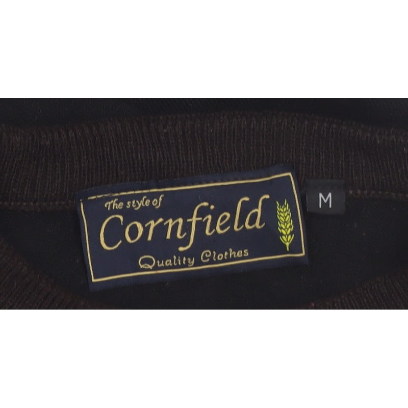 Additional view of Cornfield Men's Brown Striped Crew Neck Knit Jumper, size M