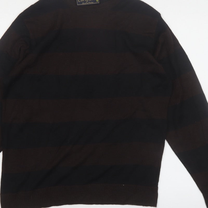 Additional view of Cornfield Men's Brown Striped Crew Neck Knit Jumper, size M