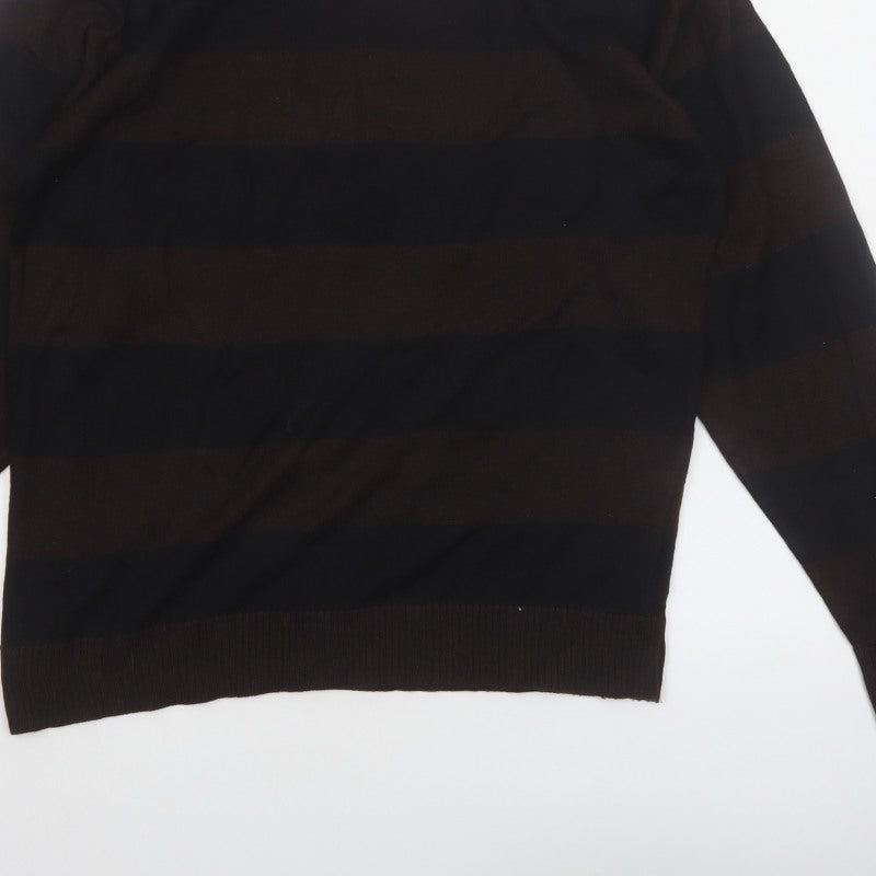 Additional view of Cornfield Men's Brown Striped Crew Neck Knit Jumper, size M