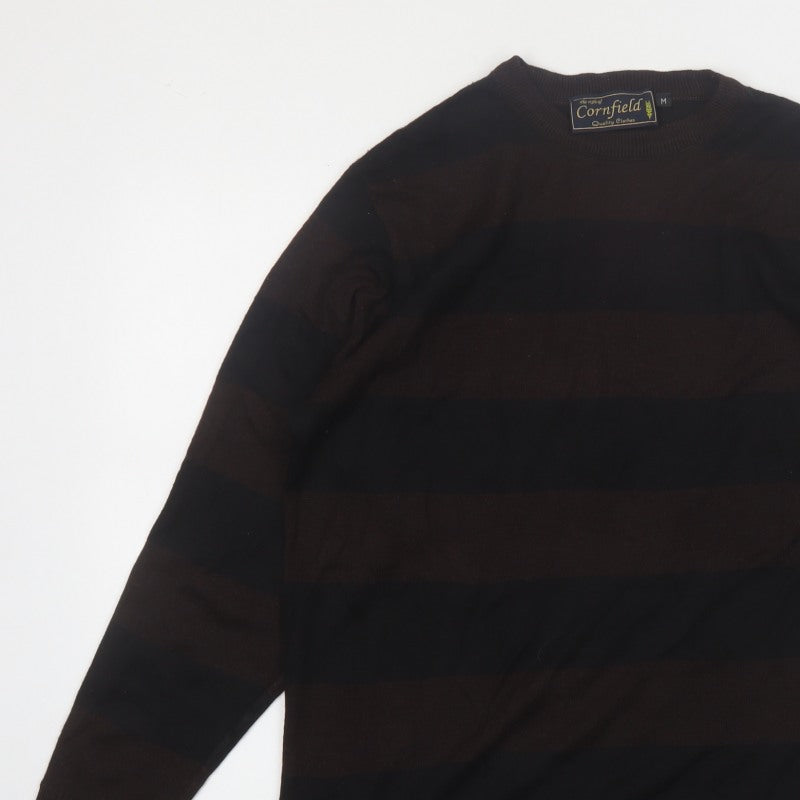 Additional view of Cornfield Men's Brown Striped Crew Neck Knit Jumper, size M