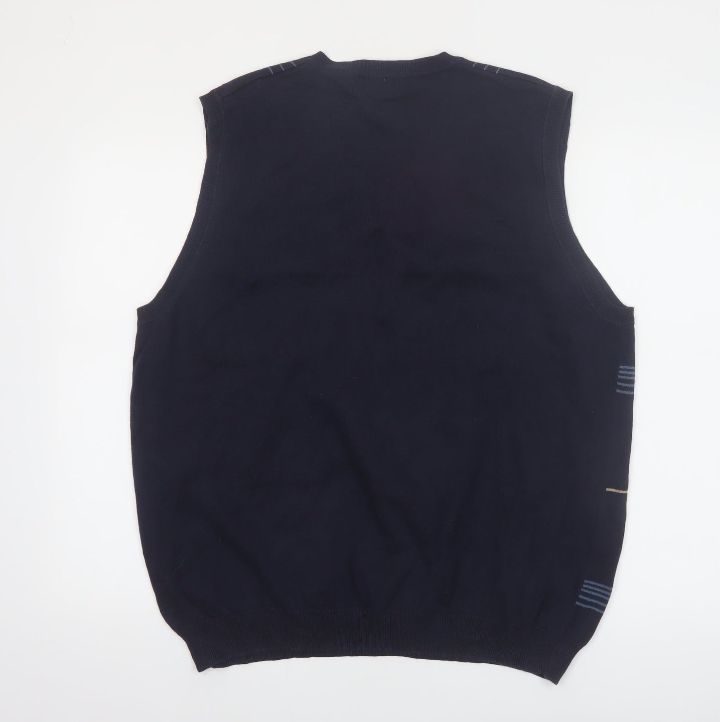 Van Heusen Men's Blue Check Cotton V-Neck Sleeveless Vest L