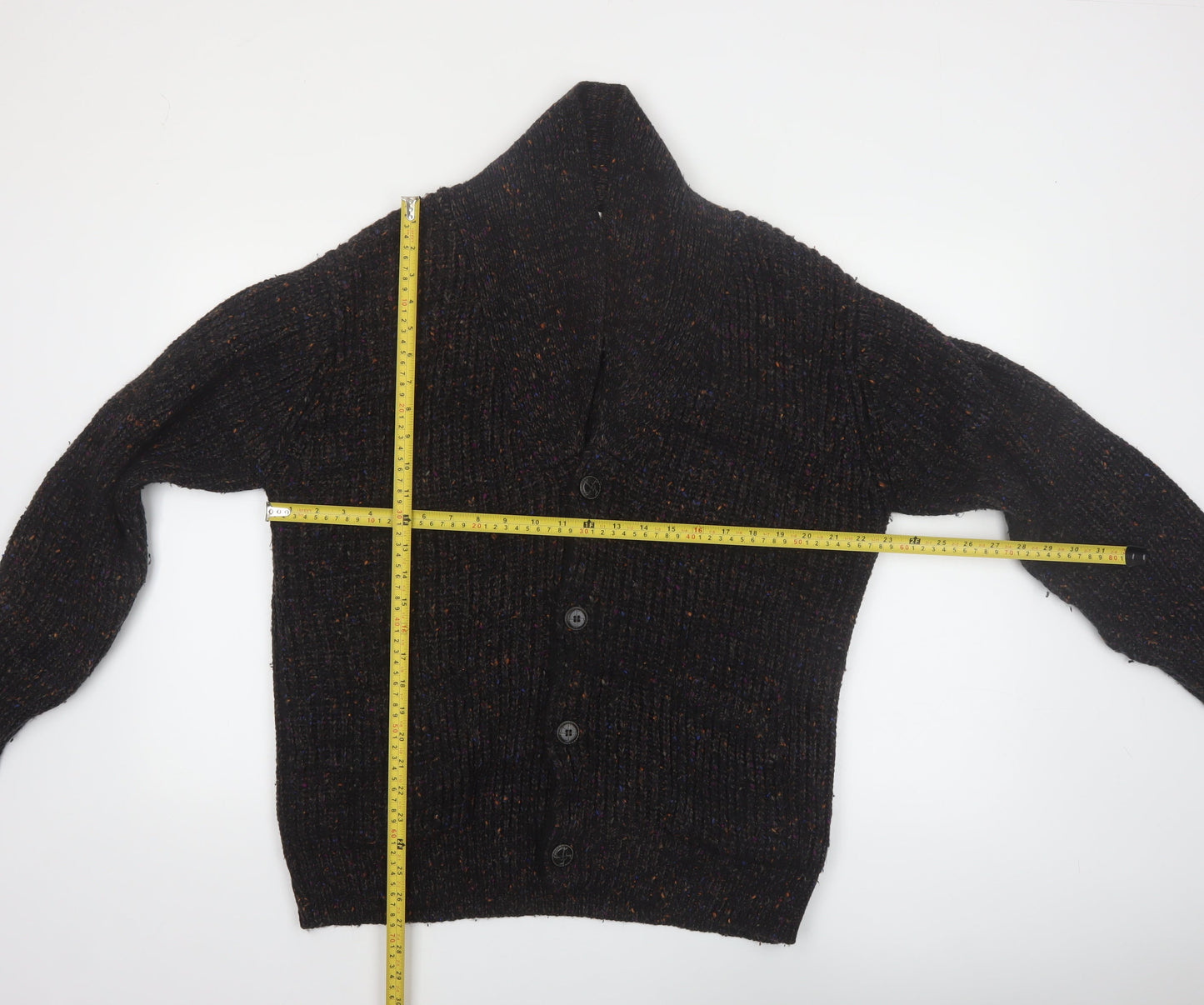 Pebble Beach Mens Black Wool Blend Cardigan XL Rib Knit Classic Style