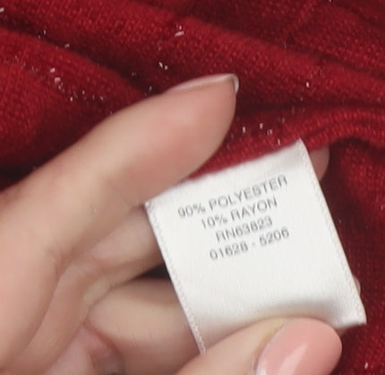 Christopher & Banks Women Red L Suit Jacket Long Sleeve Button Front