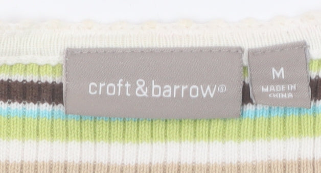 Croft & Barrow Women's Multicoloured Stripe Cotton V-Neck T-Shirt M