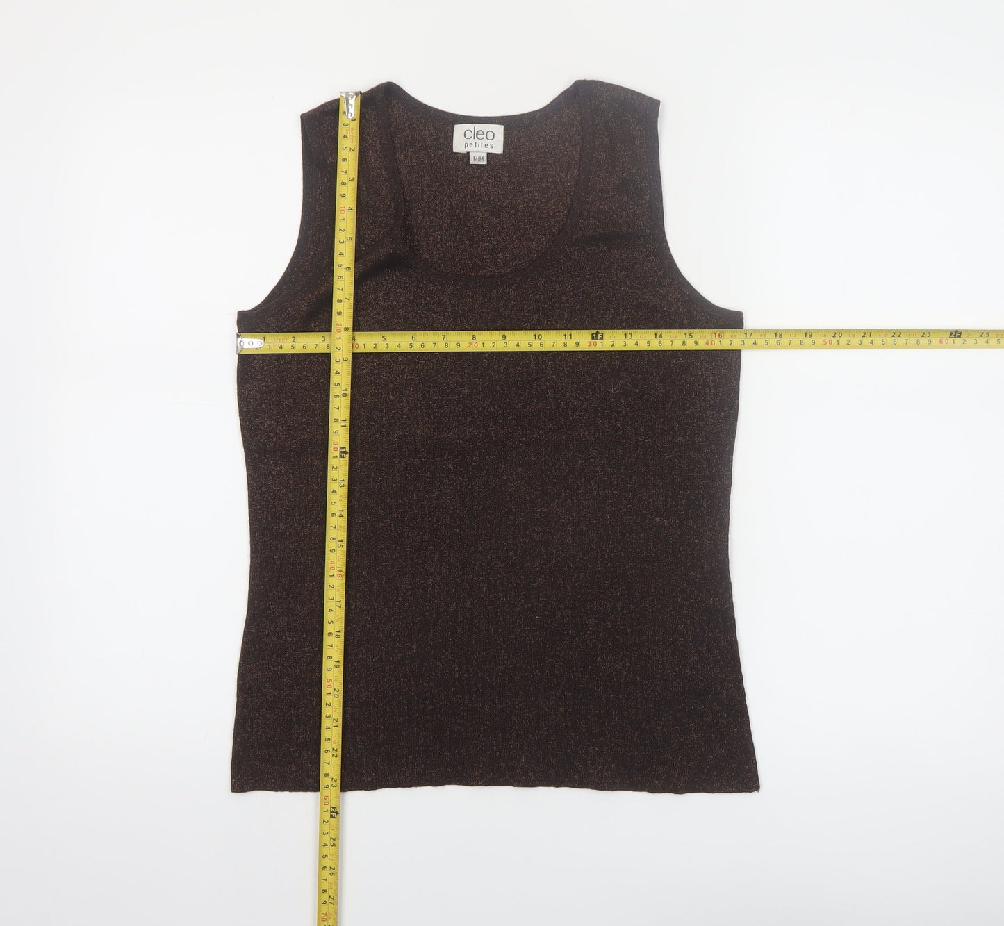 Cleo Petites Brown Knit Sleeveless Tank Top Size M Women's