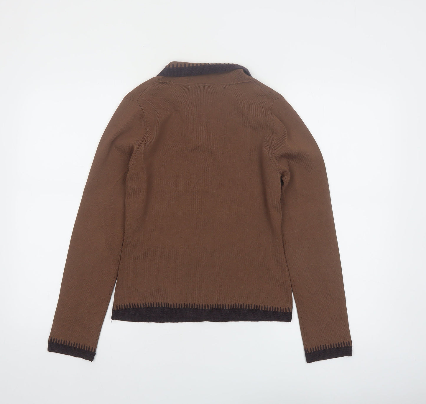 Studio M Women Petite Brown Button Cardigan V-Neck Long Sleeve