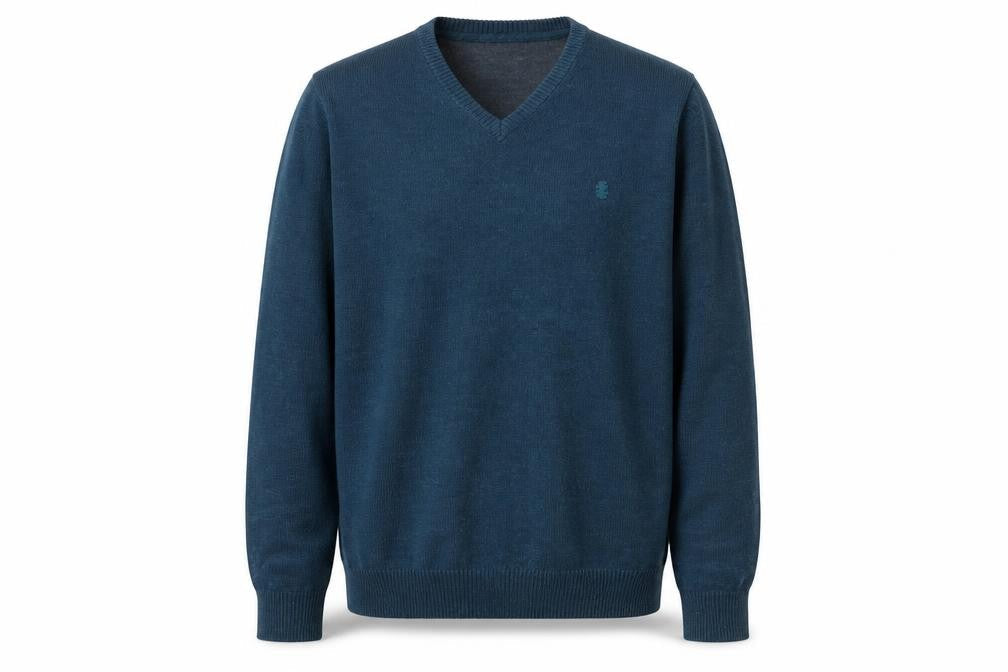 IZOD Men's Blue Cotton V-Neck Pullover Jumper Size L