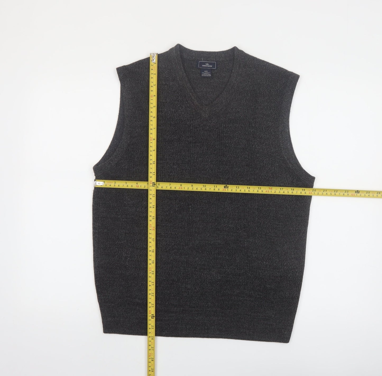 Dockers Mens Grey Acrylic V-Neck Knit Sleeveless Vest M
