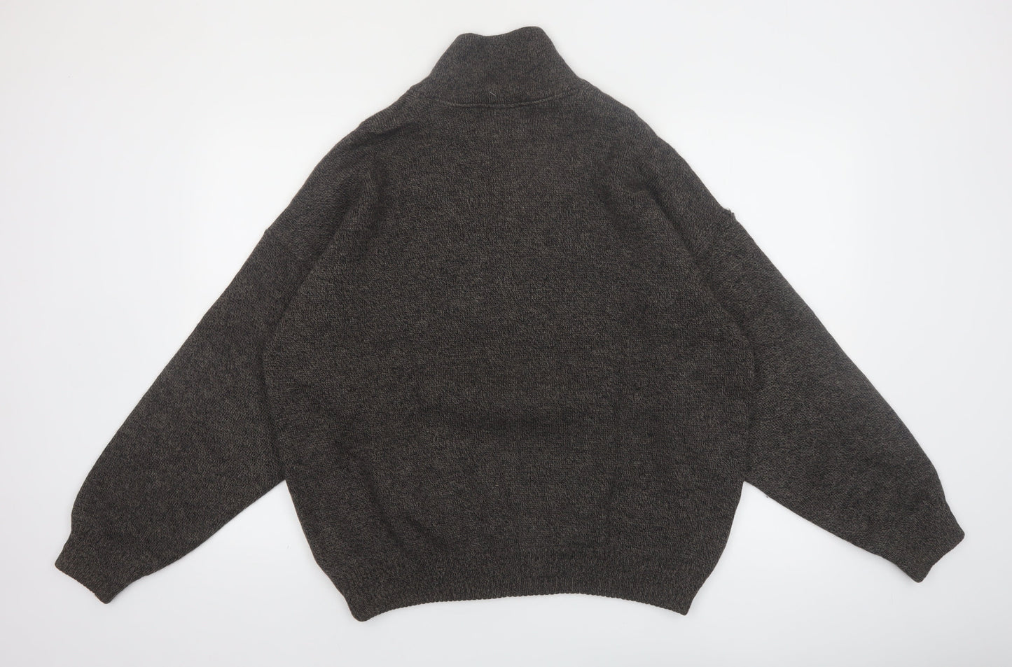Aklanda Men's Brown Wool Henley Jumper Size L Classic Knit