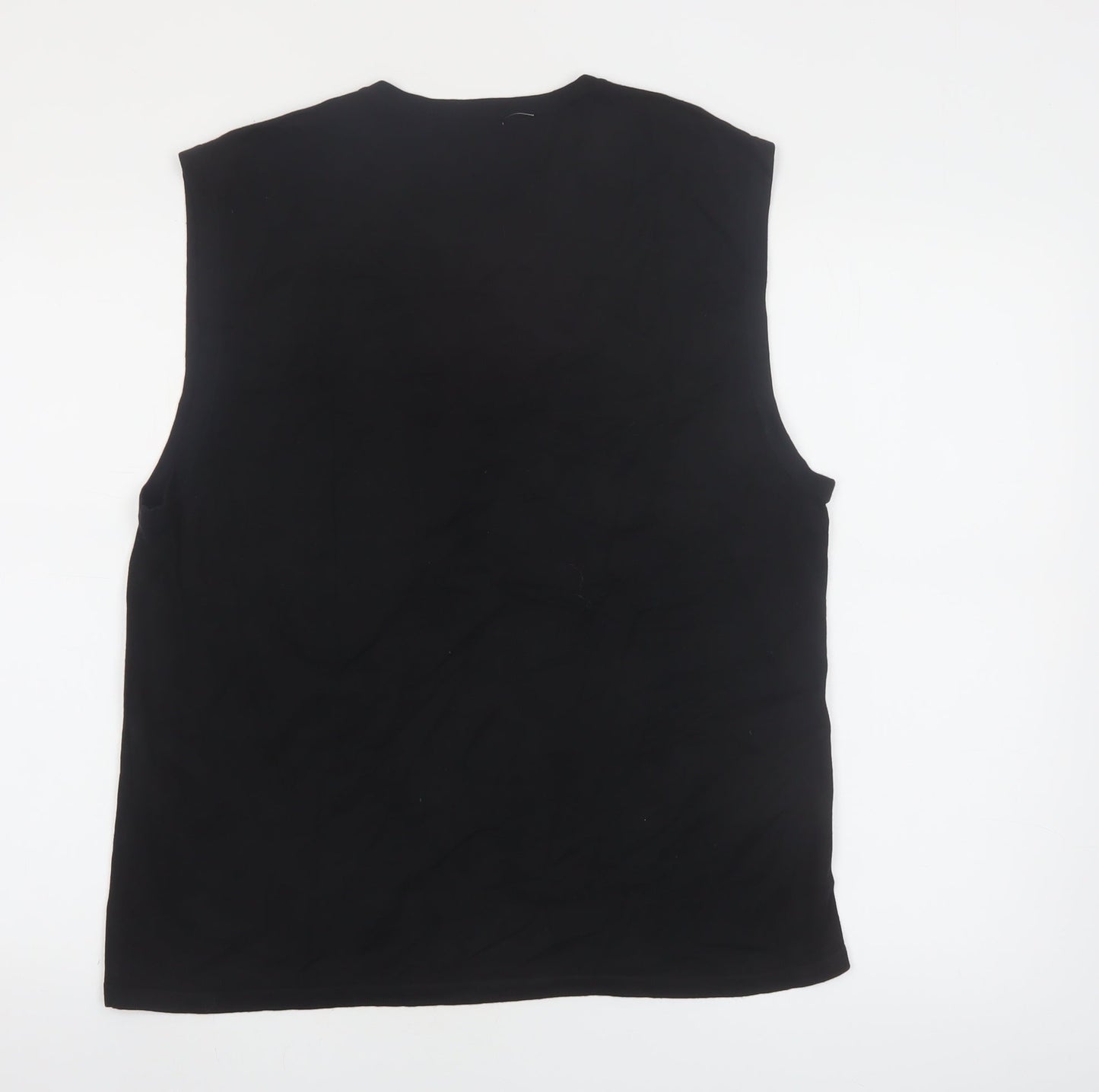 H&H Men Black Silk Blend Sleeveless V-Neck Vest Jumper M