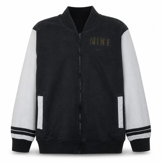 Nike Men's Black XL Varsity Activewear Jacket Full Zip Cotton Blend