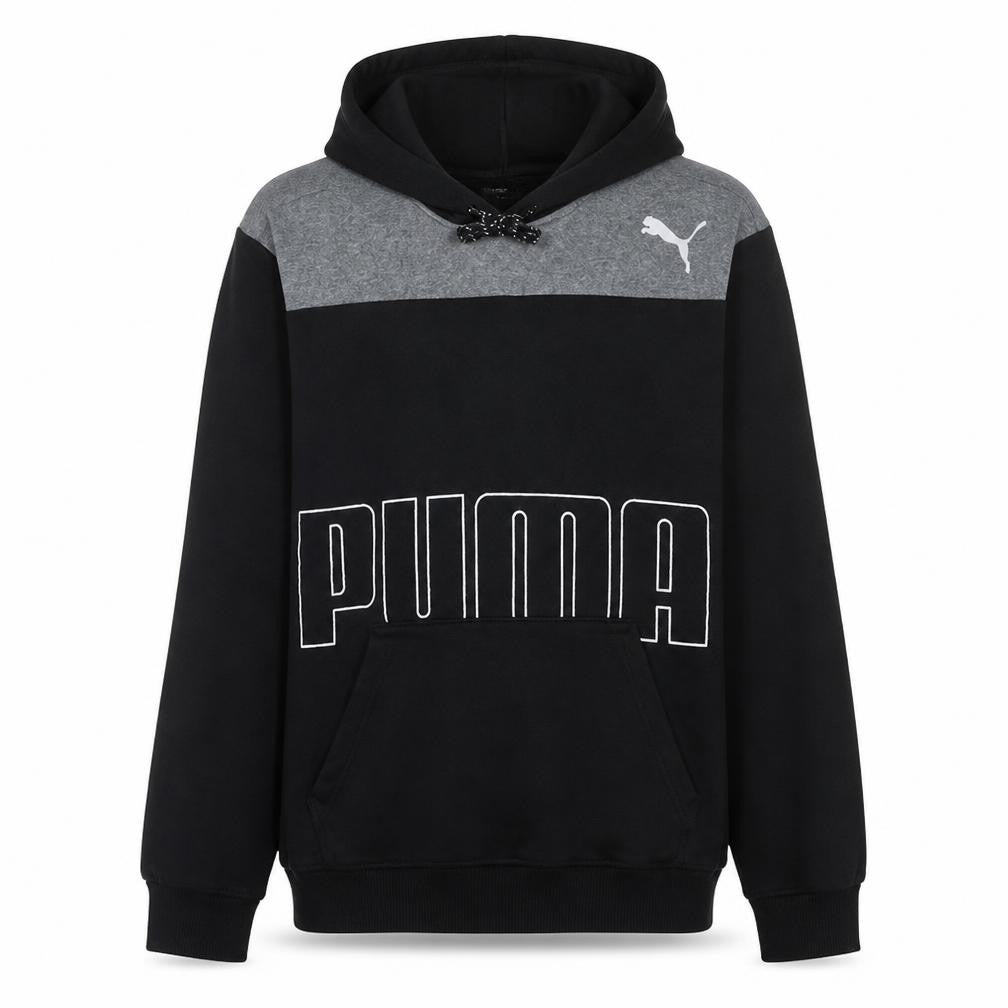 Puma Men's Black Small Pullover Hoodie with Logo Print