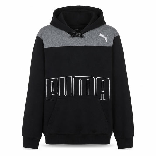 Puma Men's Black Small Pullover Hoodie with Logo Print