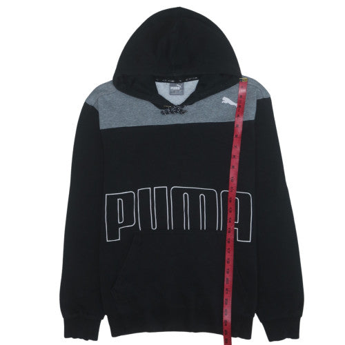 Puma Men's Black Small Pullover Hoodie with Logo Print