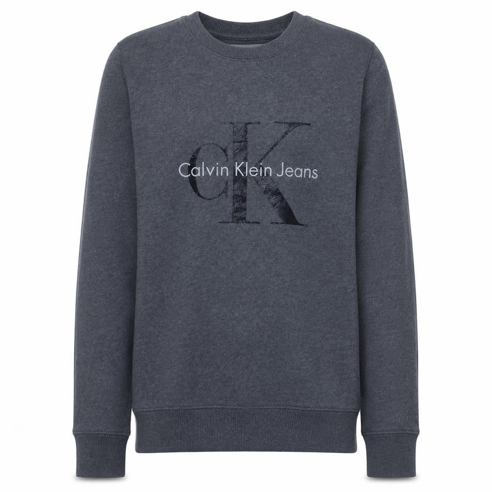 Calvin Klein Jeans Men's Grey Logo Pullover Sweatshirt M